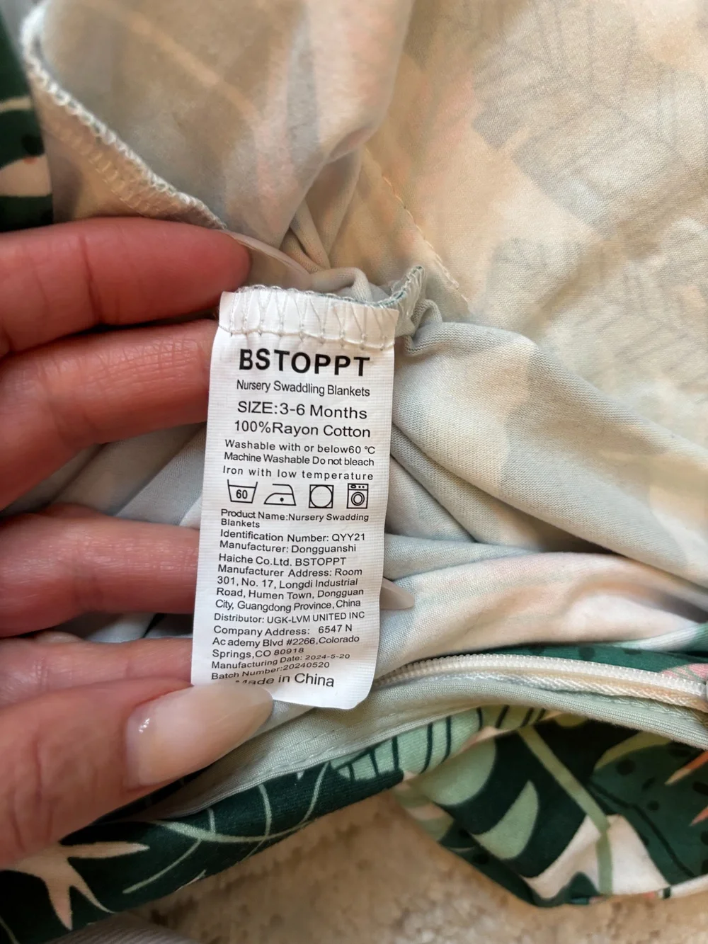 Bstoppt Nursery Swaddling Blanket Leaf Print 3-6 Months